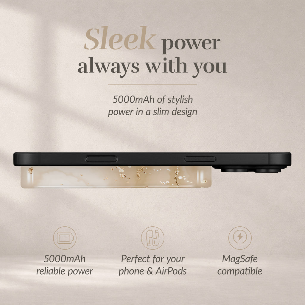 Mio By Mobilize Mio Powerbank 5000Mah With Double Sided Magsafe Compatibility Gold Marble - Glossy