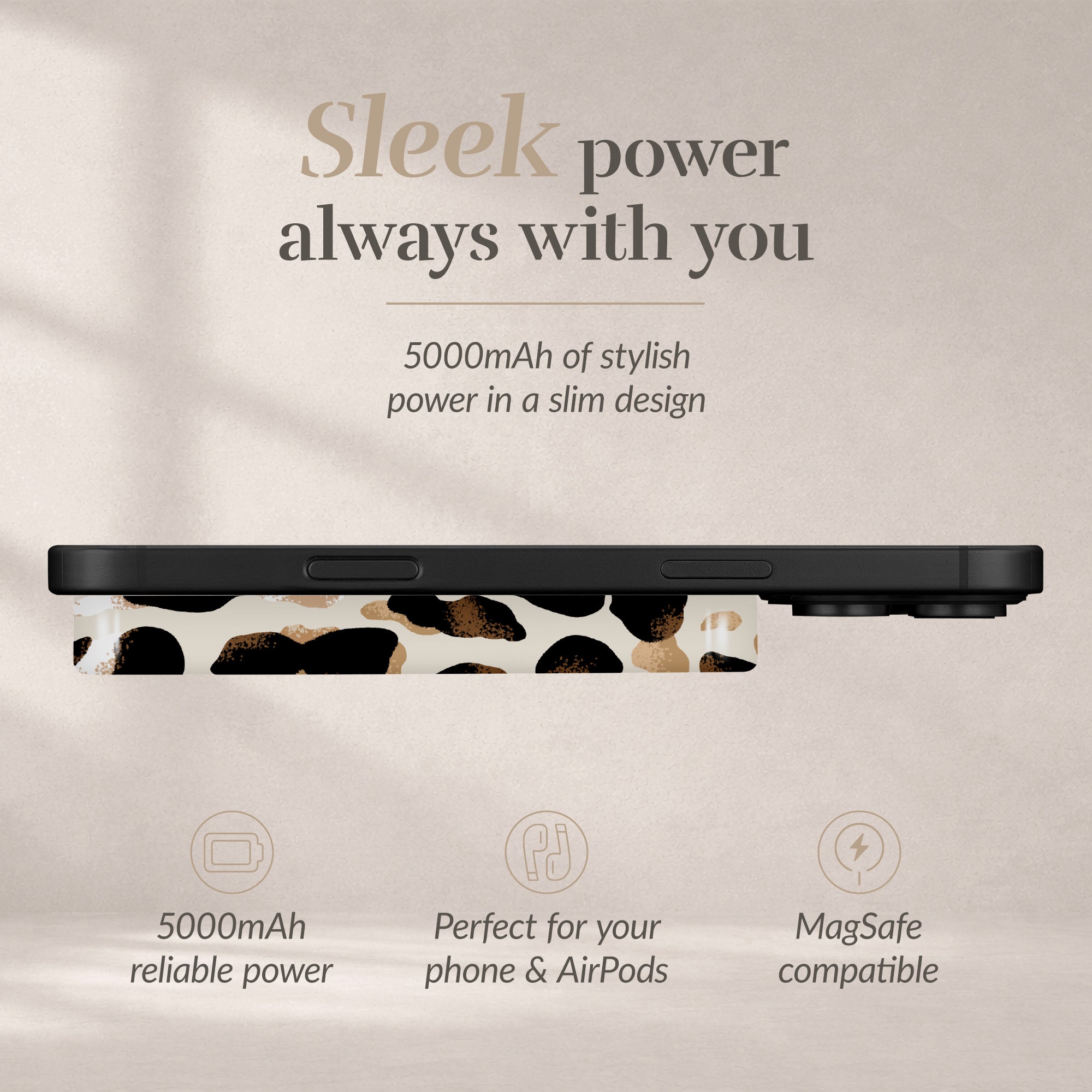 Mio By Mobilize Mio Powerbank 5000Mah With Double Sided Magsafe Compatibility  Leopard - Matt