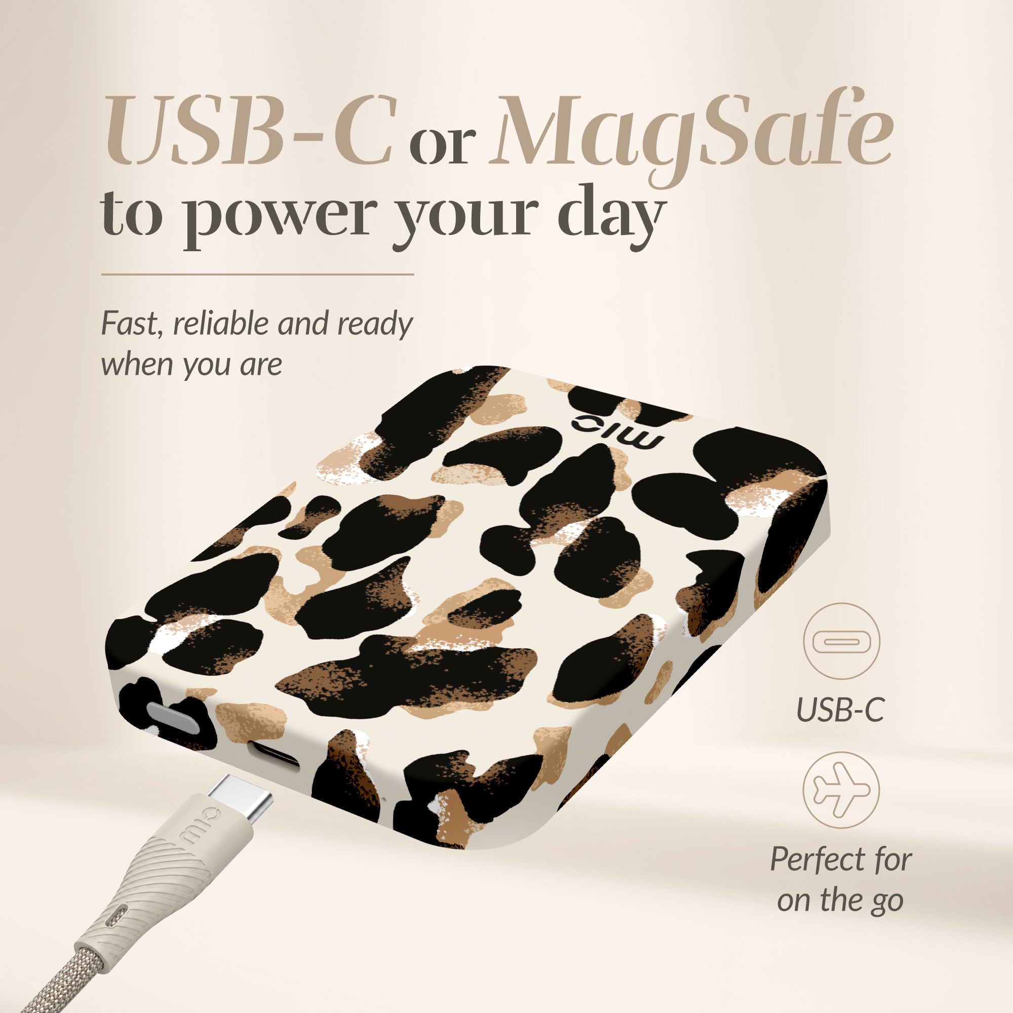 Mio By Mobilize Mio Powerbank 5000Mah With Double Sided Magsafe Compatibility  Leopard - Matt