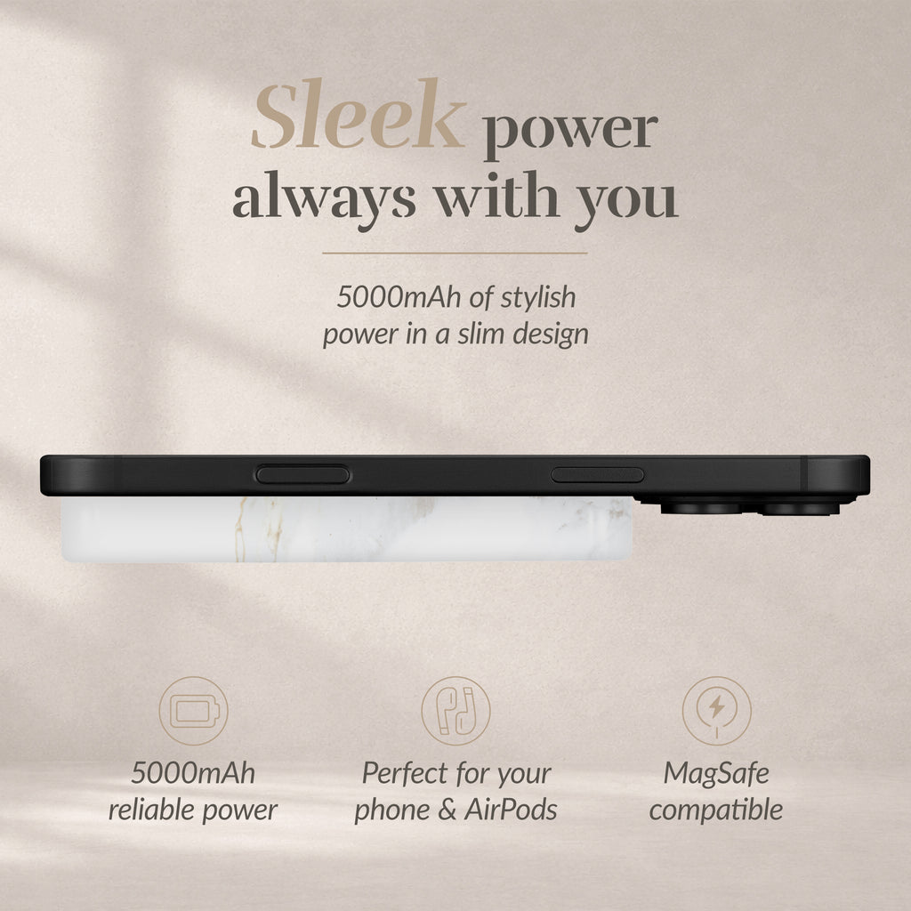 Mio By Mobilize Mio Powerbank 5000Mah With Double Sided Magsafe Compatibility White Marble - Matt