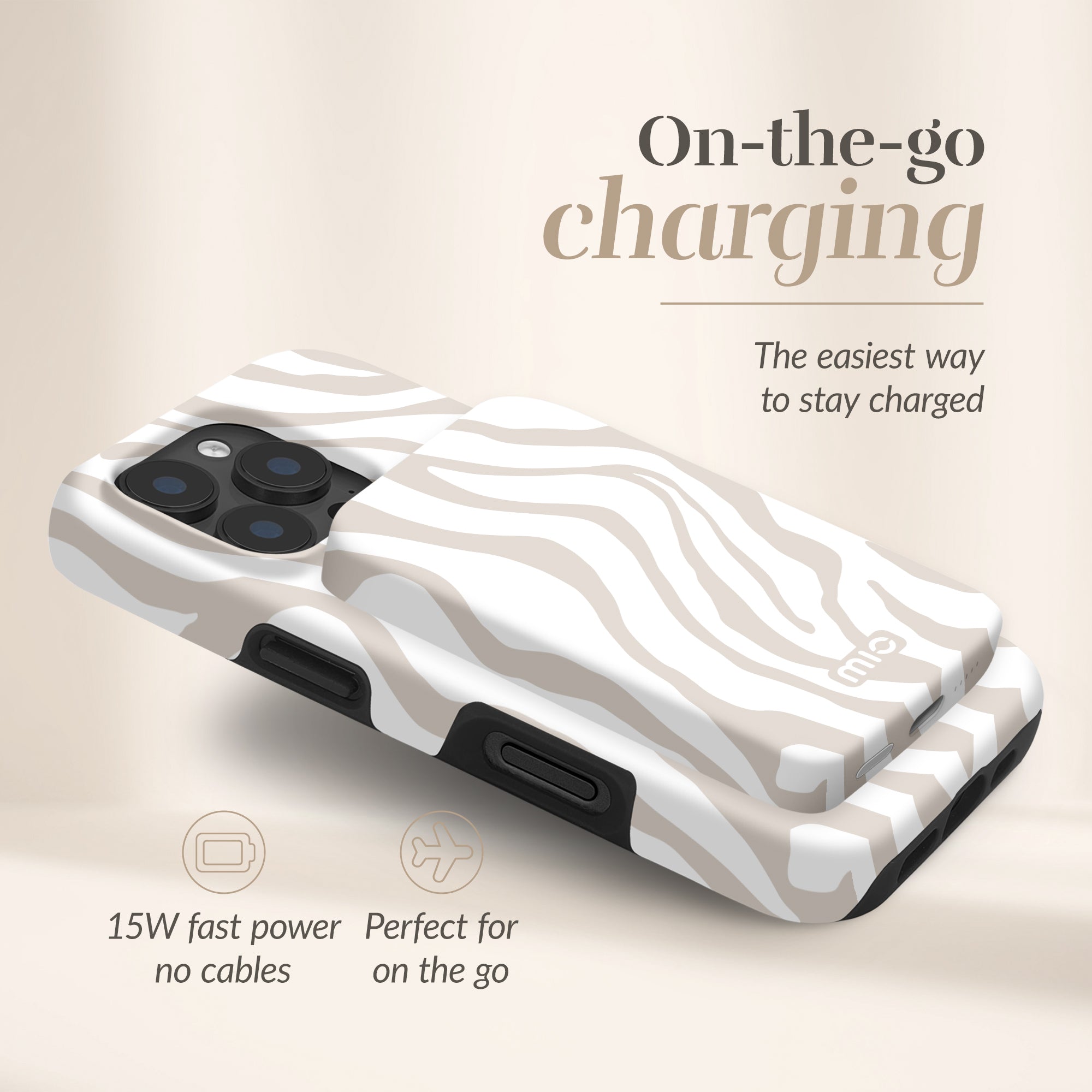 Mio By Mobilize Mio Powerbank 5000Mah With Double Sided Magsafe Compatibility Sandy Zebra - Matt