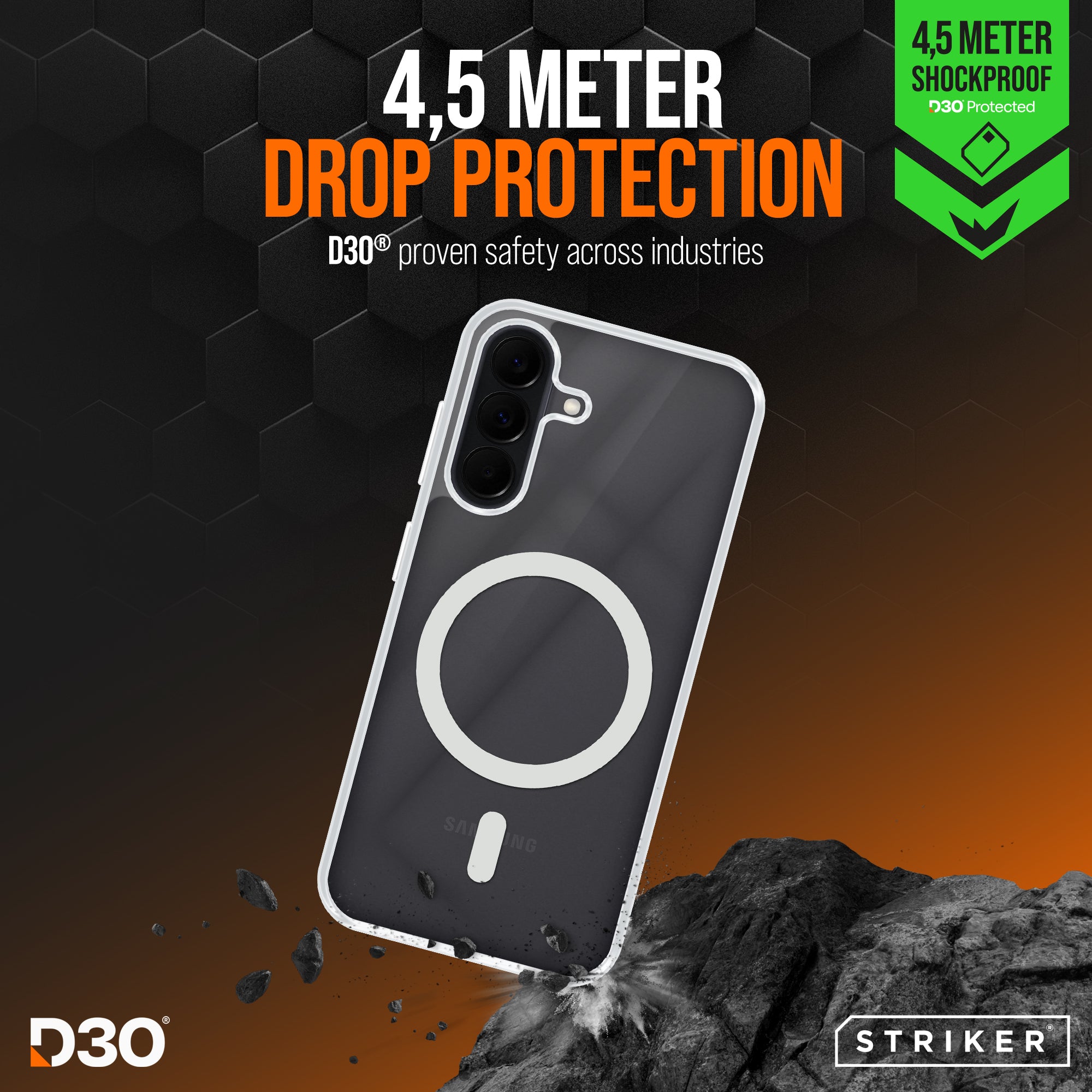 Striker X-Core - D3O Xtreme Impact Mag Case - Clear - Samsung A27 5G